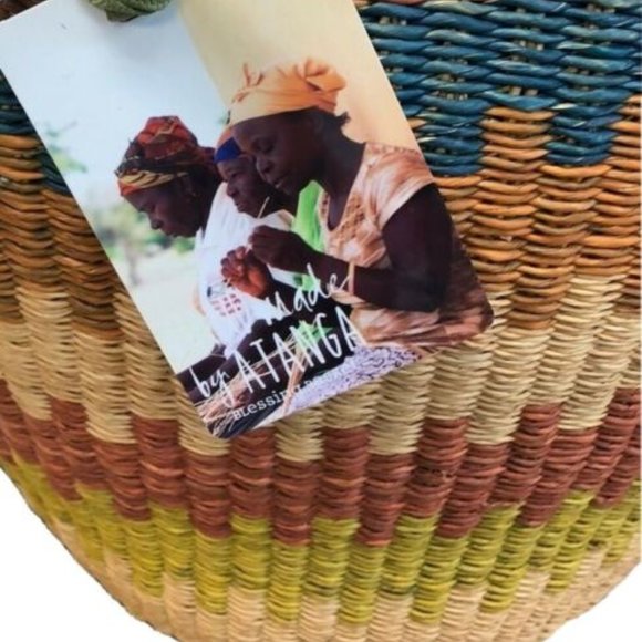 African Market Basket Small Wing Shopper Handmade - Picture 5 of 12